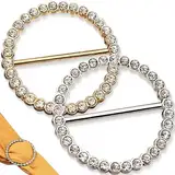 IBXWMNG 2 Pcs Schal-Ringe mit Cubic Zirkonia, Seide in eleganter Schnalle für Damen,Perfekt als T-Shirt-Clip, Kleidungs-Eckenknoten oder Knopf-Clip, Ein echtes Highlight für Ihr Outfit