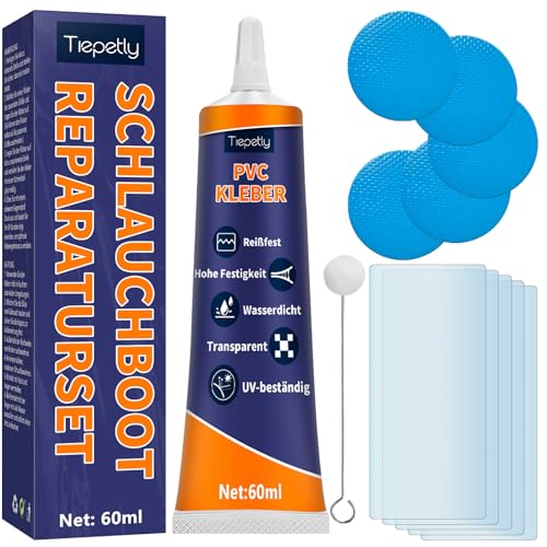 Tiepetly Pool Reparaturset, Schlauchboot Reparaturset für Schnelle und Einfache Reparaturen von Aufblasartikeln, Funktioniert mit PVC, Vinyl und Gummi (DEPVCJST2-1P01)