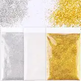 BOOMTOP 60g Glitzer zum Basteln Glitzerpulver Fein Gold Silber Weiß Weihnachten Basteln Kerzen Glitter Pulver Glitzer Glitzerpuder für Nägel Gesicht Kartenbasteln Handwerk Nagelkunst