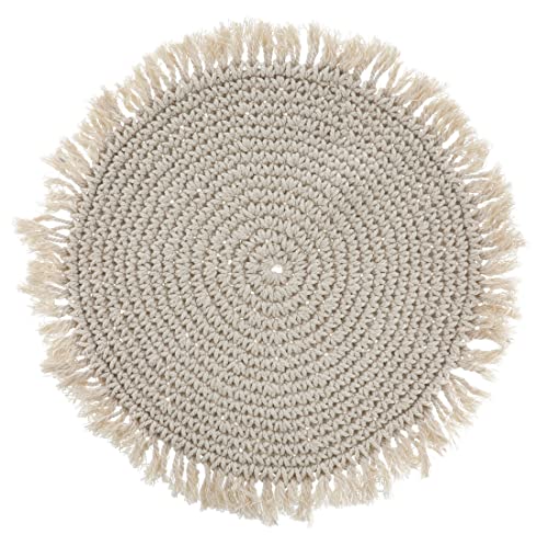 Tischset Makramee Platzset Tischdeko Untersetzer rund Boho Deko Ø 38 cm (Creme)