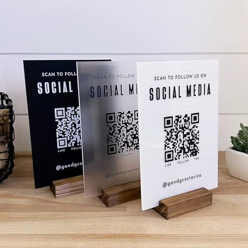 Anpassen Business Social Media Zeichen Benutzerdefinierte Multi QR Code Schild Venmo Instagram Facebook Plaque Scan to Pay Let's Get Social Signs Company Website Code Beauty Friseure Schild