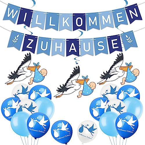 Willkommen Zuhause Welcome Home Baby, Storch Geburt für Draussen Herzlich Willkommen Girlande Willkommen Zuhause Baby, Dekoration für Baby- & Kleinkinderzimmer Home Deko Wilkommensdeko Zuhause Baby