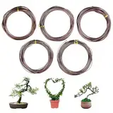 SUPAWAY Basteldraht für Bonsai Aluminium Bonsai Trainingsdraht Draht zum Befestigen von Pflanzen Eloxierter Aluminium-Bonsai-Draht 5 Rollen mit 5 Größen (1/1,5/2 / 2,5/3 mm), Insgesamt 164 Füße