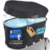 LIVIKING® Eisbad + Faltbare Badewanne Erwachsene [120cm – 2in1 KOMPLETTSET] Eisbaden Tonne Outdoor, Eistonne, Mobile Badewanne Erwachsene, Ice Bath, Eisfass, Badewanne Outdoor – Jetzt Eintauchen!