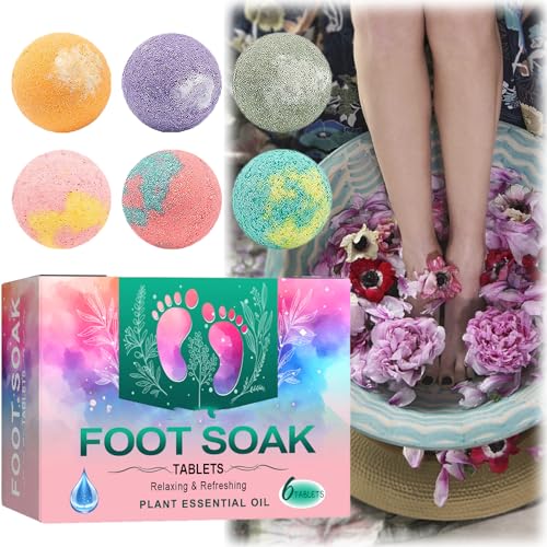 Fußbadeball, Fußpflegebälle Fußbad Brausetablette, Natural Essential Oils Foot Bath Bombs, Fuß-Soak Ball Reparieren Sie Fußschwielen Und Verhindern Sie Trockenheit Und Peeling (6pcs) - B