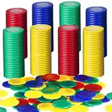 400 Stücke Plastik Poker Chips, Spielchips, Bingo Chips, Kinder Zählchips zum Lernen Mathematischer Berechnungen und Bingospiele, 4 Farben (Rot, Blau, Grün, Gelb, 0.86 Zoll