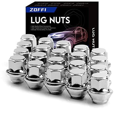 ZOFFI M12 x 1,5 Chrom OEM Factory Style Große Eichel Sitz Lug Muttern für die meisten Ford Fiesta Focus Fusion Fabrik Räder – 20 Stück Chrom geschlossenes Ende M12 x 1,5 Lug Nuts