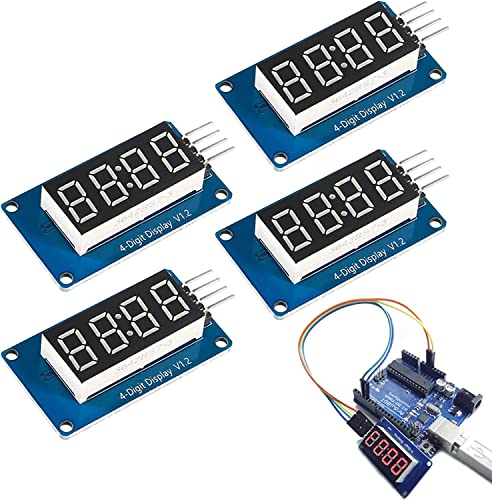 DUBEUYEW Display Modul TM1637 0.36'' 4-Zeichen 7 Segment 4 Bits rote Digitalröhre für Arduino Driver Board (4PCS)