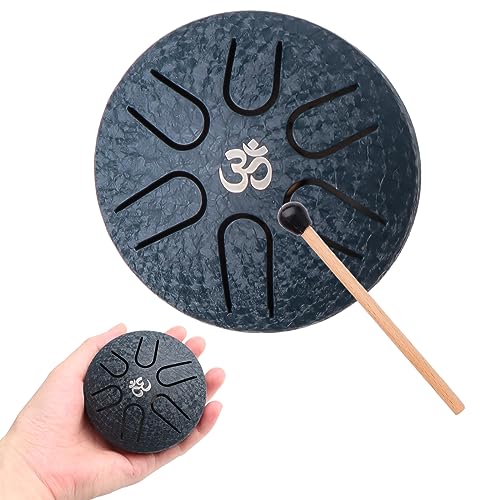 Aedcbaide Steel Tongue Drum 3 Zoll Stahlzungen 6 Töne Zungentrommel Pan Percussion Instrument Handpan mit Schlägeln Meditation Yoga Klangheilung(Blau)