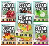 Clear Protein Vegan PROBEN-PAKET - 7x18g Mix-Pack mit Ice Tea Peach, Tropical Fruits, Green Apple, Strawberry Kiwi, Cola, Orange und Cherry - 7 vollwertige Portionen mit jeweils 10 Gramm Protein