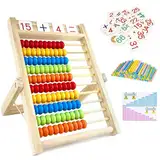 Diompirux Rechenschieber Rechenrahmen mit 100 bunten Perlen/Zählstäbchen/Digitale Karten, Abacus Rechner Kinder ab 3 Jahre Abakus Zählrahmen von 1-100, Aufklärung Spielzeug für Kinder