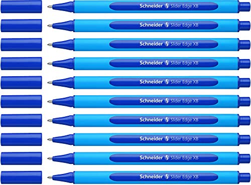 Schneider 152203 Slider Edge XB Kugelschreiber (Strichstärke: XB, dokumentenecht, Dreikant-Stift) 10er Packung blau