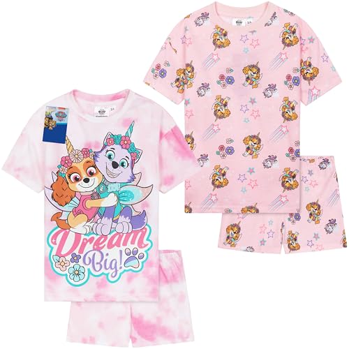 PAW PATROL Pyjama Mädchen Schlafanzug Kurz Kinder und Kleinkinder 2er Pack Sommer Schlafanzüge Skye Everest Geschenke für Mädchen (5-6 Jahre, Rosa, 2)