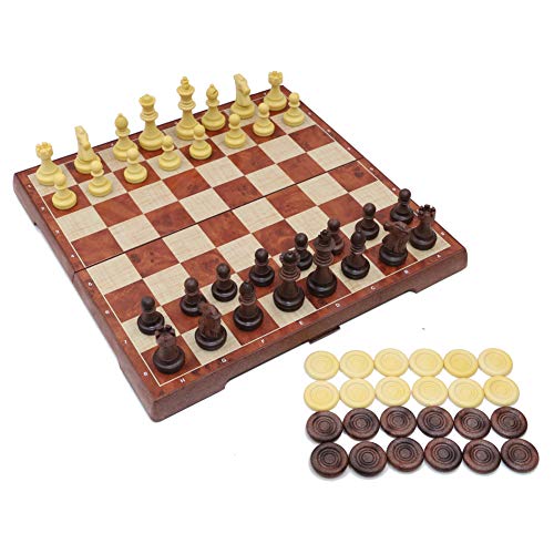 T Tocas groß Schachspiel Magnetischem Einklappbar Schachbrett Schach für Kinder, Anfänger und Erwachsene, 2 in 1 Reise Schach-Brettspiel und Wasserdichtes Schachbrett, Braun, 31cm x 31cm