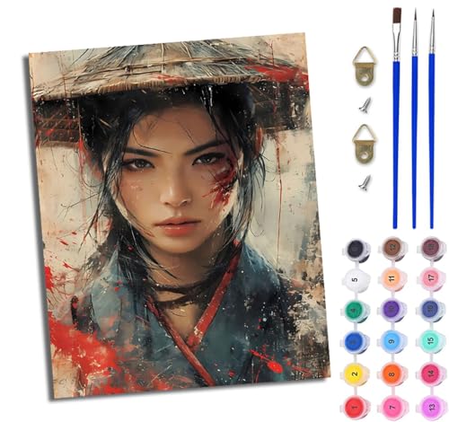WJWWANG Malen nach Zahlen für Erwachsene Mädchen im Kampfkunststil einfaches DIY-Ölgemälde-Set auf Leinwand mit3- Pinseln und Acrylpigment lustiges 40 × 50 cm(Rahmenlos)