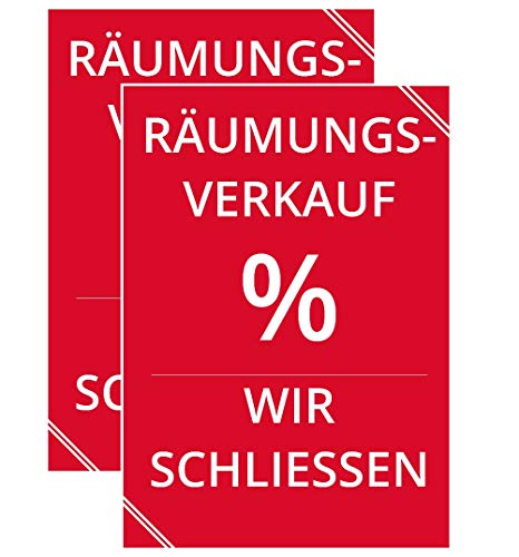 Räumungsverkauf Plakat in A0 2 Stück Räumungsverkauf WIR SHLIESSEN 84,1 cm x 119 cm SALE WIR SHLIESSEN 84,1 cm x 119 cm SALE