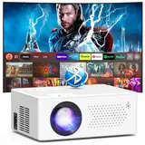 Puxinat Beamer, Mini Beamer Bluetooth5.2 Full HD 1080P Tragbarer Outdoor/Heimkino Projektor, 50% Zoom 200-Zoll-Display, Kompatibel mit TV Stick/HDMI/Smartphone/Spielkonsole/USB [Inkl. Fernbedienung]