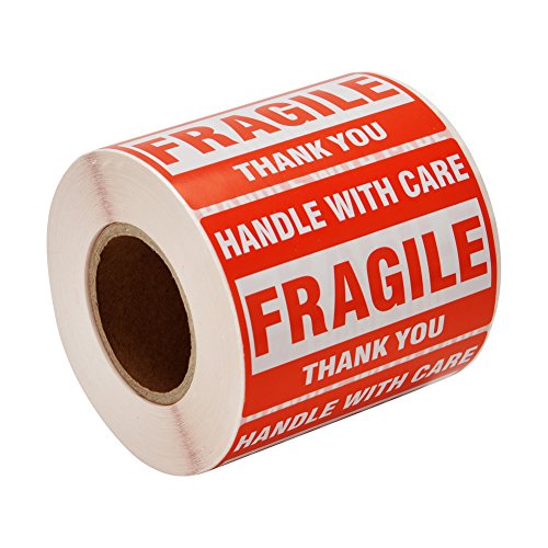 Fragile Stickers 2"x3"(50mmx76mm) 500 Labels Vorsicht Zerbrechlich Aufkleber - Handle with Care, Fragile, Thank You - Home Moving Achtung Warnaufkleber Signaletiketten Versandaufkleber Paketaufkleber