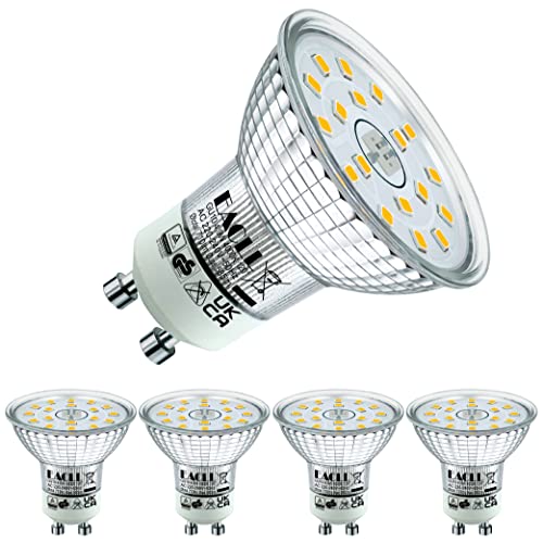 EACLL GU10 LED 4000K 4.9W Ersetzt 75W Halogen Leuchtmittel, 4er-Pack. Neutralweiss 585 Lumen Birnen, AC 230V Flimmerfrei Strahler, Abstrahlwinkel 120 Grad Spot, Nicht Dimmbar Reflektorlampen