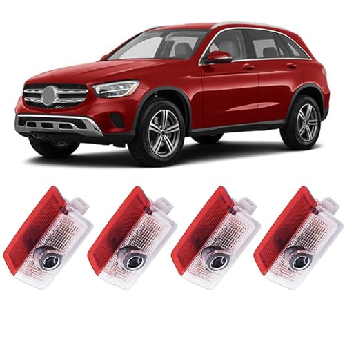 Sylswx Türlicht Logo Einstiegsbeleuchtung für Mercedes Benz, 4 Stück Türbeleuchtung Logo Projektor, Autotür Projektor Licht Zubehör für A B C E M G AMG er W166 W176 W205 W212