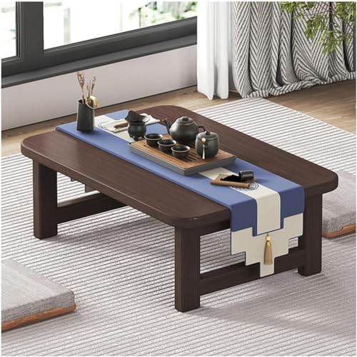 ZJGFCB Couchtisch Couchtisch Kleiner Teetisch Im Japanischen Stil, Tatami-teetisch, Multifunktionaler Erkerfenstertisch Zuhause Schlafzimmer Niedriger Tisch Kleiner Tisch(Size:80x48x30cm,Color:Braun)