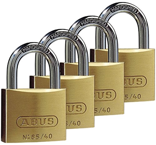 ABUS Vorhängeschloss Messing 65/40 - 4er Set, gleichschließend - Kellerschloss, Spindschloss u. v. m.- Messing-Schlosskörper - gehärteter Stahlbügel - ABUS-Sicherheitslevel 5