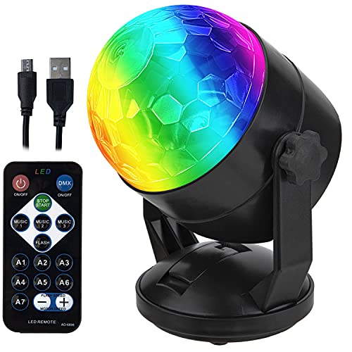 Batteriebetrieben Discokugel Partylicht mit Fernbedienung, musikgesteuert, tragbar für draußen und drinnen, USB-Stecker, DJ Licht, Party Gadgets, Discolicht, Stroboskop-Bühnenlicht