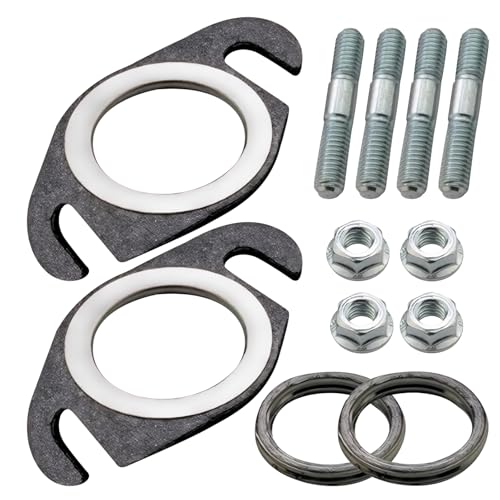 12 Stück Auspuffdichtung Set, Inhalt 4 Stück Krümmerdichtung+4 Stück Auspuff Stehbolzen+4 Stück Muttern,Passend für Yamaha Peugeot 2t 50cc 2t Roller