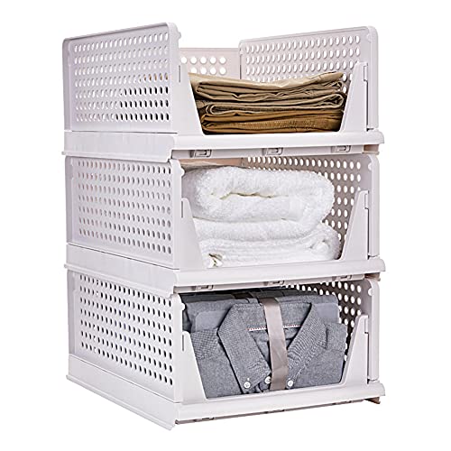 RAIN QUEEN Faltbar Kleiderschrank Aufbewahrungsboxen Organizer Regal Schrank für Küche,Schlafzimmer Badezimmer (Weiß, 3er)