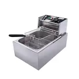 Elektrische Friteuse mit Fett 2500W 6 L Kommerzielle Fritteusen Edelstahl Kaltzonen Fritöse, Profi Gastro Fritteuse mit öl für Restaurants, Cafés, Imbissstuben, 60–200 °C