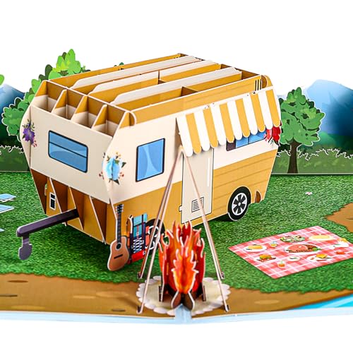 Kesote Karte Reise Geburtstagskarte Mann Geldgeschenk Urlaub Pop Up Karte Jugendweihe Glückwunschkarte Wohnmobil Spielzeug Reisegutschein Wohnwagen Deko Gutscheinkarte 3D Gift Card Frau für Camper
