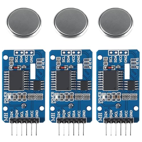 RTC IIC Precision Clock Modul, QIQIAZI Echtzeit-Modul Uhr RTC Sensor mit Batterie kompatibel mit Arduino (3 Stück)