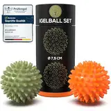 M.S.Lemberg® Igelball Massage Set - Massageball für Reflexzonen, Anti-Stress, Entspannung Geschenk - Noppenball Fußmassage Rücken Nacken Hand Fuß - Ball mit Noppen klein - hart & mittel-weich