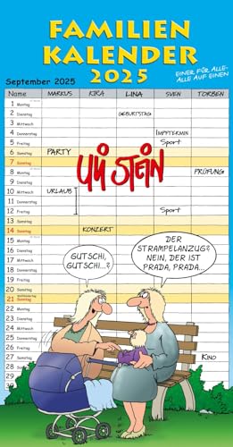 Uli Stein Familienkalender 2025: Familienplaner mit 5 Spalten: Kalender für die Familie: Urlaub, Geburtstage, Termine auf einen Blick! (Uli Stein Kalender 2025)