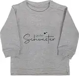 Shirtracer Baby Pullover Jungen Mädchen - Große Schwester - Big Sister - 12/18 Monate - Grau meliert - Schwestern sis Geschenk Grosse Geschenke für mit Namen 2024 große+Schwester+Geschenk Fuer großes