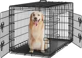 Yaheetech Hundekäfig 107 x 60 x 66 cm klappbar mit Trennwand, 2 Türen, Hundebox für zuhause mit ausziehbare Bodenschale, Transportkäfig Auto, Hundetransportbox Drahtkäfig für Hunde Welpe, XL, Schwarz