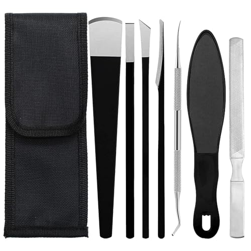 DMNQ 6 Stück Fusspflege Set Professionell und 1 Vierseitige Nagelfeile,Nagelheber Pediküre Set Fußpflege,Set Fußpflege Profi,Professionelle Fußfeile,Hornhautentferner,Fußrasierer,Fußfeile