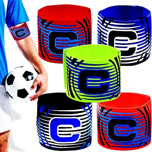 RUIJIE Fußball Kapitänsbinde Armbinde 5 Stück Captain Armband Multicolor Gummizug Fussball Spielführerbinde Sport Spielführer-armbinde Elastic Kapitäns Armbinden Klettverschluss für Erwachsene Kinder