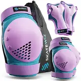 SKATEWIZ Knieschoner Kinder Armschoner Handgelenkschoner - Schoner Inliner Kinder Protektoren Set - Schützer Inline Skates Kinder - Knieschützer Kinder - Smash Größe S in Blau Violett