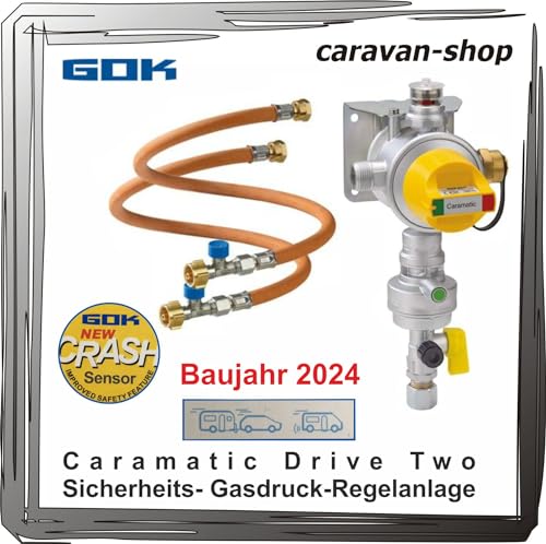 Zweiflachenanlage Drive 30mbar vertikal + 2 Schlauch Caravan Crash-Sensor Gas Drive Two Set Hochdruckschlauch