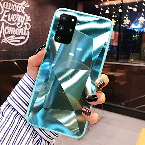 URFEDA Kompatibel mit Samsung Galaxy S20 Plus Handy Hülle Silikon Spiegel Schutzhülle mit Muster 3D Geometrisch Hülle Glitzer Glänzend Crystal Clear Weiche TPU Stoßfest Ultra Dünn Handyhülle,Grün