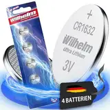 4 x CR1632 CR 1632 WILHELM Lithium Knopfzelle 3V 140 mAh ø16 x 3,2 mm Batterie DL1632