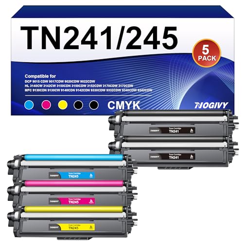 NOGIVY TN241 TN245 Toner Kompatibel für Brother TN-241 TN-245 TN242 TN246 für Brother MFC-9332CDW MFC-9142CDN DCP-9020CDW DCP-9017CDW HL-3152CDW MFC-9140CDN (5er-Pack)