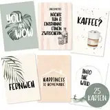 25er Postkarten Set mit schönen Sprüchen - Grußkarten Set mit Sprüchen über Liebe, Motivation, Familie und Freundschaft - Postkarten Sprüche - Spruchkarten Lebensweisheiten - Karten als Geschenk