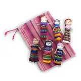 Thorness Set mit 6 handgefertigten guatemaltekischen Sorgenpuppen mit farbenfroher Aufbewahrungstasche