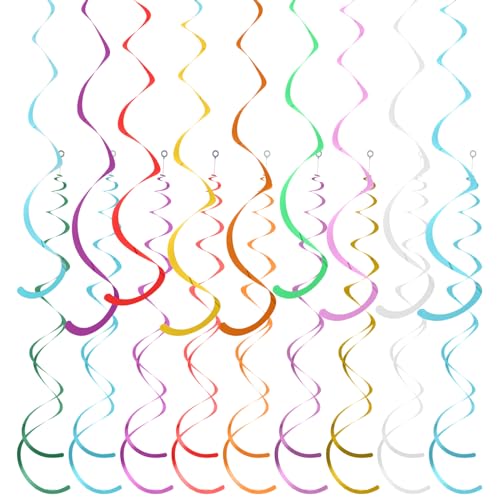 36 Stück Luftschlangen Geburtstag Bunt Deckenhänger Spiral Hängende Wirbel Partydekorationen Rückenwirbel Spiral Folien Ornamente Dekoration für Hochzeiten Jahrestage Abschlussfeiern