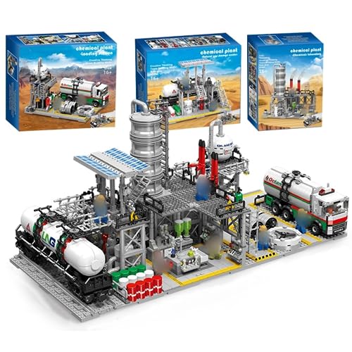 Tirff Chemieanlagen Bausteine Architektur Modell, 2142 Klemmbausteine Erdgasspeicher Fabrik Bausteine Bausatz, Konstruktionsspielzeug Kompatibel mit Großen Marken