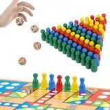 Fizdoqg 80 Stück Spielfiguren für Brettspiele 25 x12mm Spielfiguren Holz Halmakegel 5 Würfel aus Holz für Brettspiele, Bunte