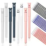 Ailvor Radierbarer Kugelschreiber, 8 Stück Tintenroller Radierbar mit 24 Nachfüllungen, Cartoon Löschbarer Stift, 0.35mm Erasable Pen Set für Studenten Geschenk, Schul Bürobedarf