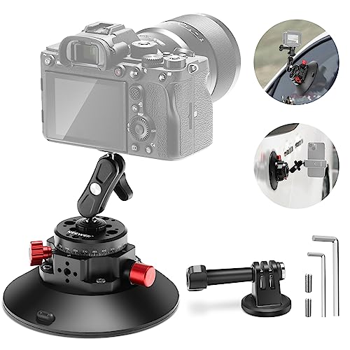 NEEWER 15,2cm Kamera Saugnapfhalterung mit Kugelkopf Magic Arm,Metall Autohalterung für Kamera/Action Kamera/Telefon,Vakuumsaugnapf am Auto oder Fensterglas mit 1/4"3/8"ARRI Befestigungslöchern, CA013